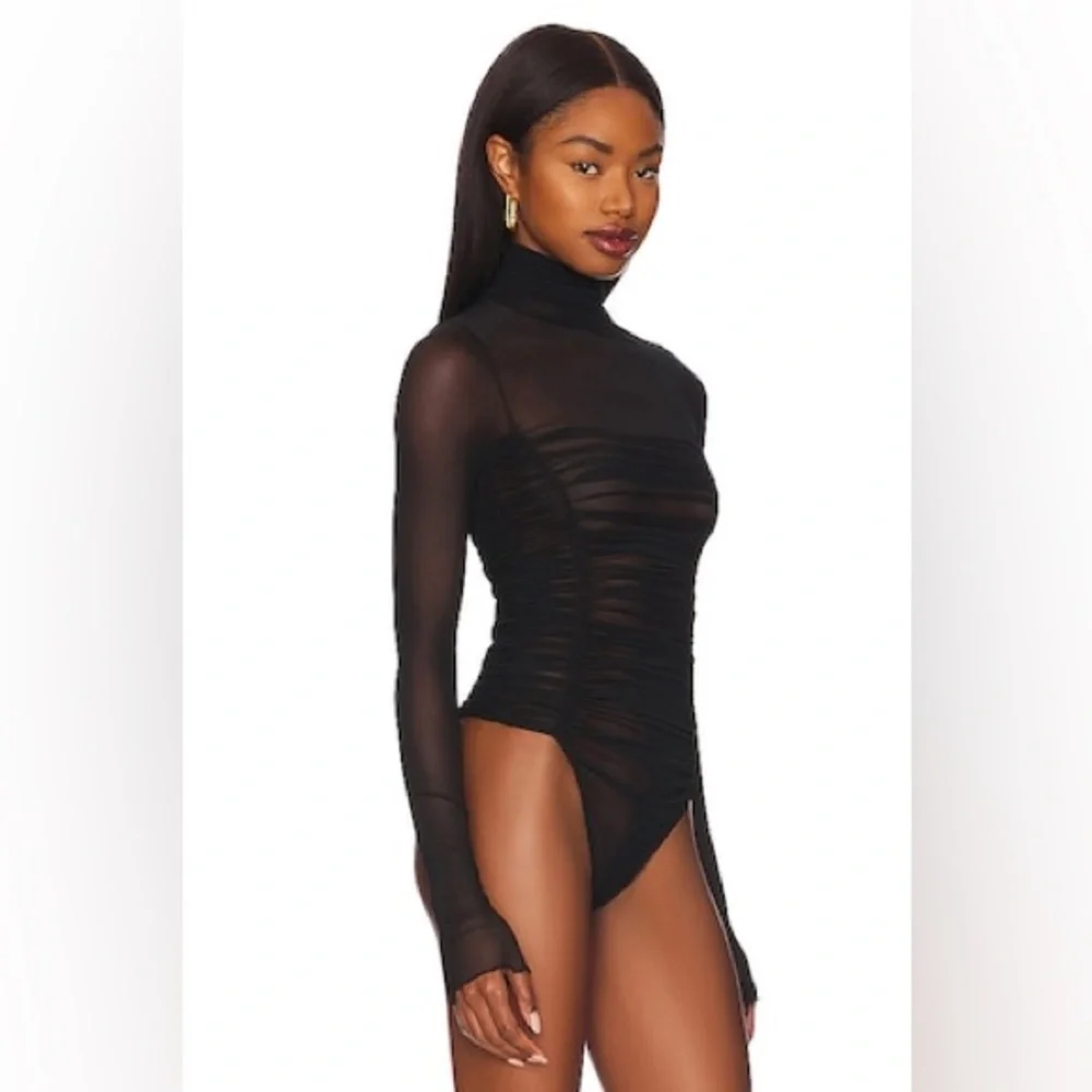 Free People Under It All Black Sheer Long Sleeve Bodysuit XL $58 - Picture 3 of 11